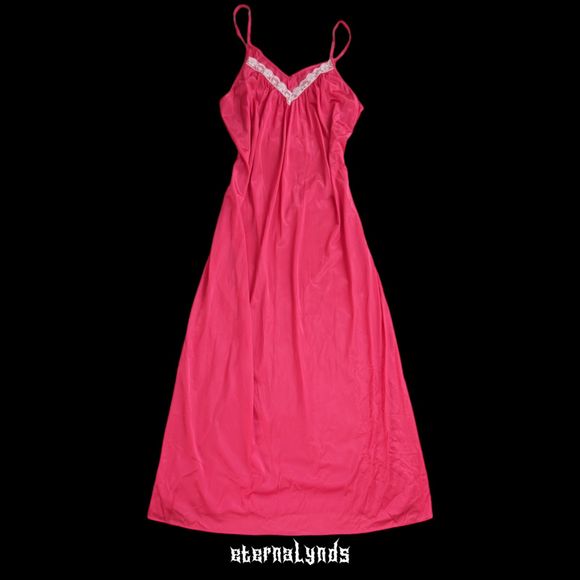 Vintage 60s Shannon Lee Slip Dress Petticoat Robe Women's M/L Pink Lace Sheer - Picture 4 of 11